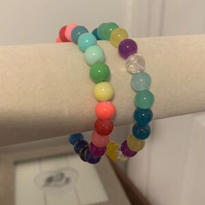 Multicolored Beaded Bracelet Pair